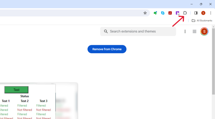 Chrome toolbar with the extensions puzzle-piece icon highlighted.